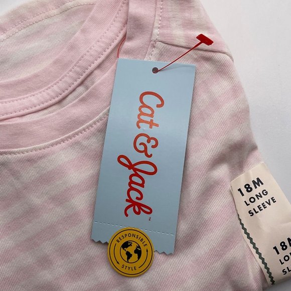 Cat & Jack x11 Toddler Girls Long Sleeve Striped Tops 18M Blush - Picture 4 of 5